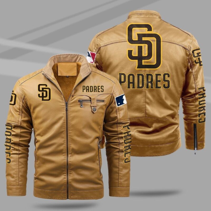 San Diego Padres Fleece Leather Jacket CFLJ031