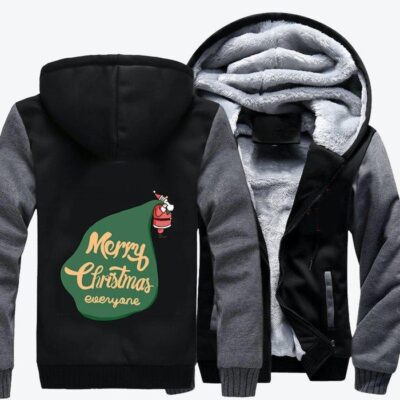 Santa With Too Many Presents Christmas Fleece Zip Hoodie Jacket 2