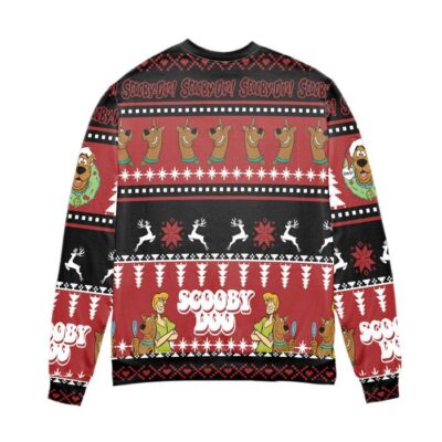 Scooby Doo Christmas Pine Tree Pattern Ugly Christmas Sweater Red 2