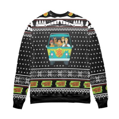 Scooby Doo Crew Friends Snowflake Pattern Ugly Christmas Sweater Black 2