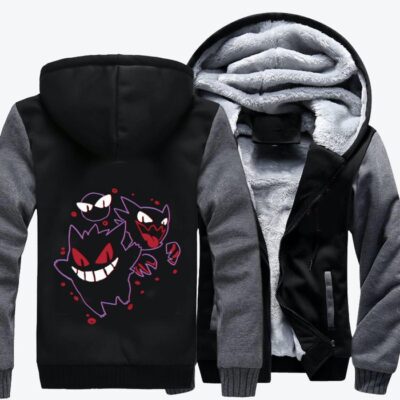 Shadow Gengar Pokemon Fleece Zip Hoodie Jacket 2
