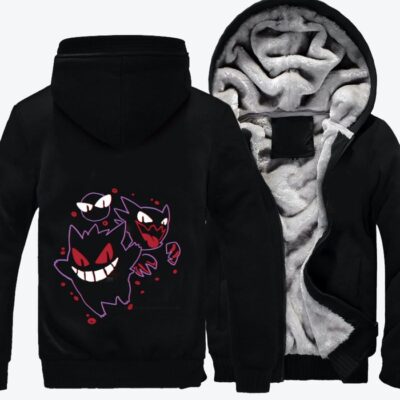 Shadow Gengar Pokemon Fleece Zip Hoodie Jacket 3