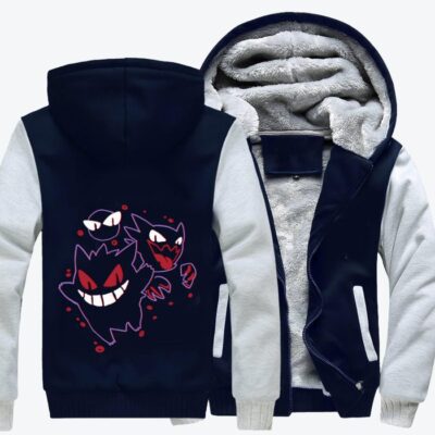 Shadow Gengar Pokemon Fleece Zip Hoodie Jacket