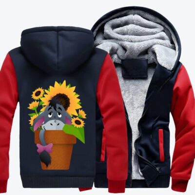 Smiling Sunflower Eeyore Winnie the Pooh Fleece Zip Hoodie Jacket 1