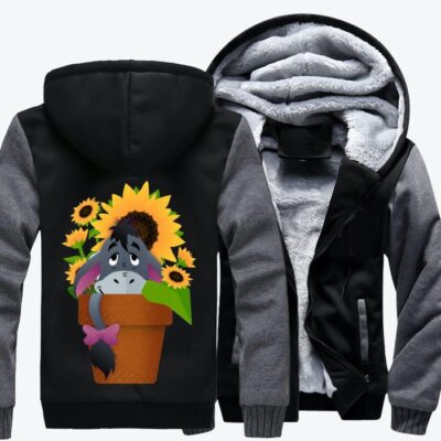 Smiling Sunflower Eeyore Winnie the Pooh Fleece Zip Hoodie Jacket 2