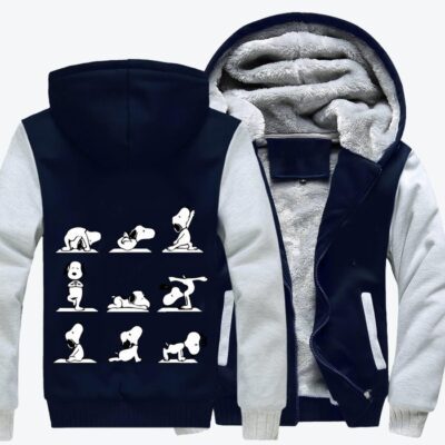 Snoopy Different Yoga Poses Snoopy Fleece Zip Hoodie Jacket