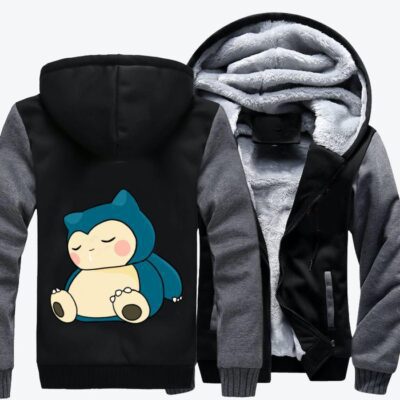 Snorlax Drooling In Sleep Pokemon Fleece Zip Hoodie Jacket 2