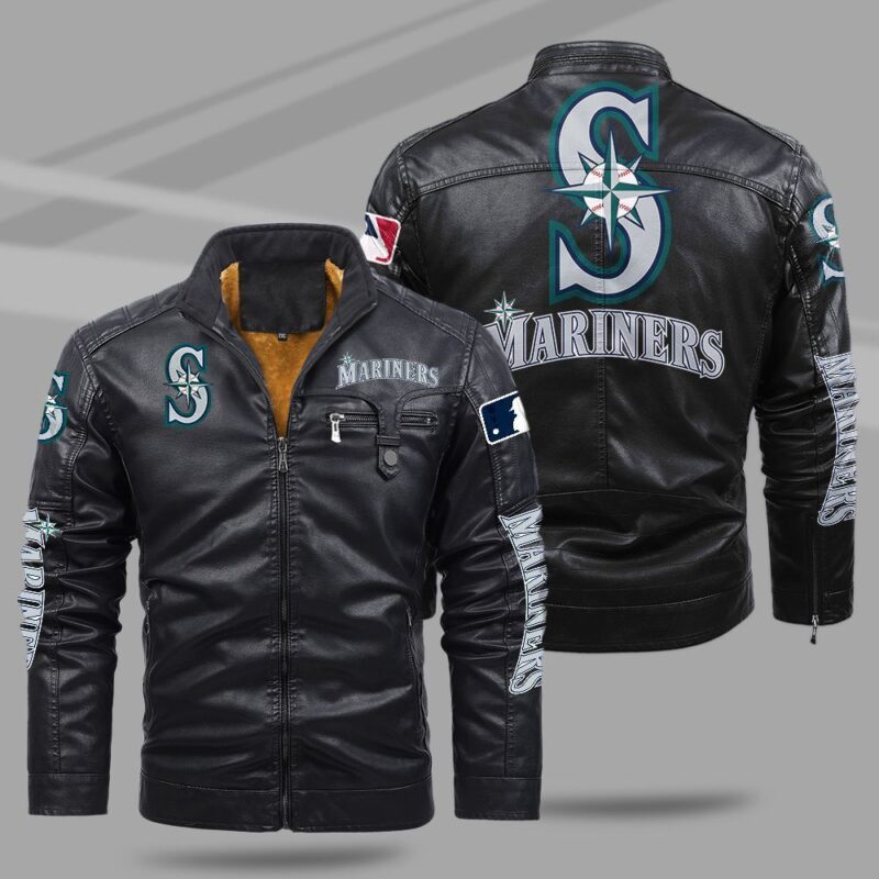 Seattle Mariners Fleece Leather Jacket CFLJ029