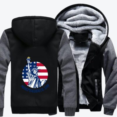 Statue Of Liberty Independence Day Fleece Zip Hoodie Jacket 2