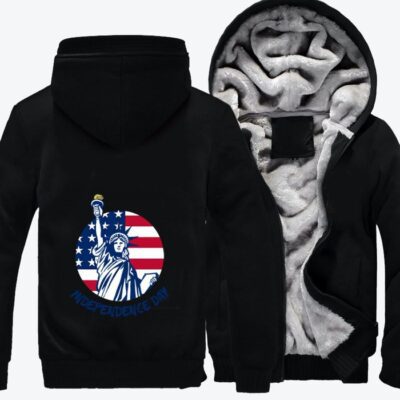 Statue Of Liberty Independence Day Fleece Zip Hoodie Jacket 3