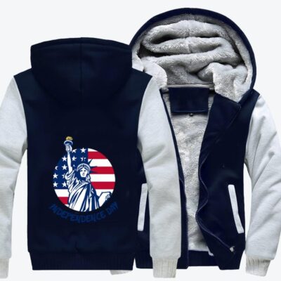 Statue Of Liberty Independence Day Fleece Zip Hoodie Jacket
