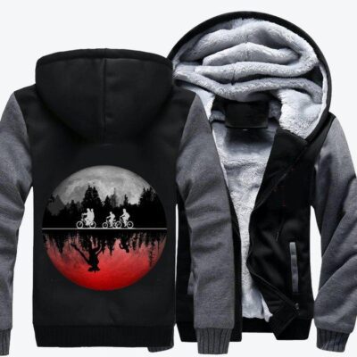 Stranger Things Illustrated Graphic Horror Film Fleece Zip Hoodie Jacket 2
