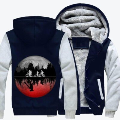 Stranger Things Illustrated Graphic  Horror Film Fleece Zip Hoodie Jacket