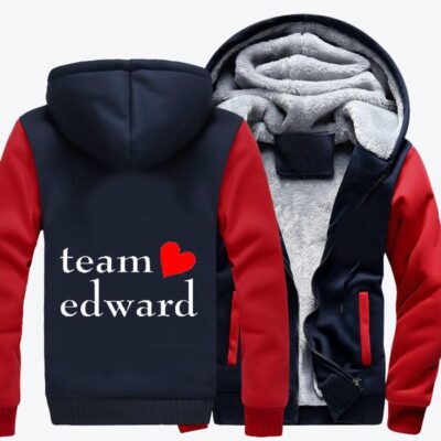 Team Edward Slogan Fleece Zip Hoodie Jacket 1