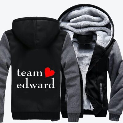 Team Edward Slogan Fleece Zip Hoodie Jacket 2