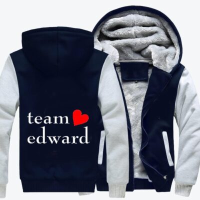 Team Edward Slogan Fleece Zip Hoodie Jacket