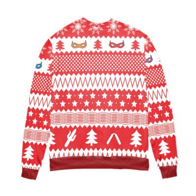 Teenage Mutant Ninja Turtles Pine Tree and Stars Ugly Christmas Sweater - Red 1 Teenage Mutant Ninja Turtles Pine Tree and Stars Ugly Christmas Sweater Red 1
