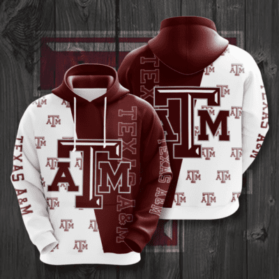 Texas A&M Aggies Logo 3D Unisex Hoodie - White Garnet TSH1719