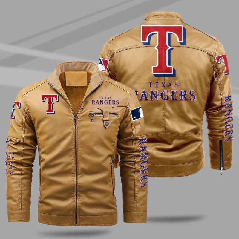 Texas Rangers Fleece Leather Jacket CFLJ026