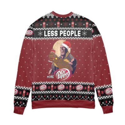 Thanos Less People More Dr. Pepper Snowflake Ugly Christmas Sweater - Red 1 Thanos Less People More Dr. Pepper Snowflake Ugly Christmas Sweater Red 1