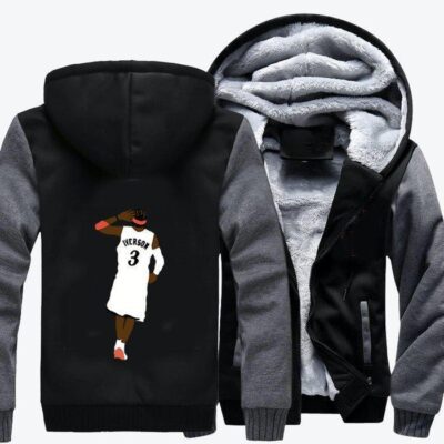The Answer Allen Iverson Basketball Fleece Zip Hoodie Jacket 2