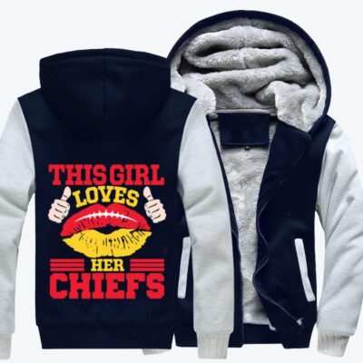 This Girl Loves Her Chiefs Football Fleece Zip Hoodie Jacket