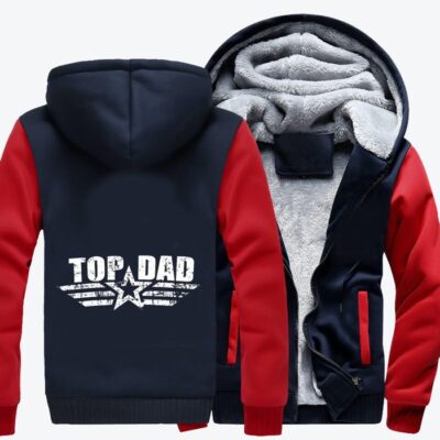 Top Dad Fathers Day Fleece Zip Hoodie Jacket 1