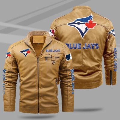 Toronto Blue Jays Fleece Leather Jacket CFLJ025 2