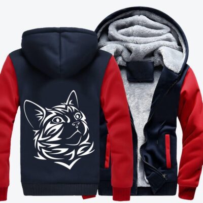 Tribal Kitten Cat Fleece Zip Hoodie Jacket 1
