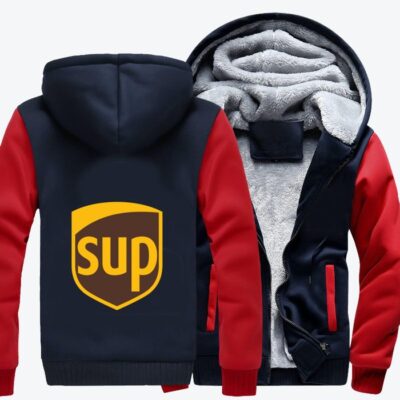 UPS SUP Logo Parody Fleece Zip Hoodie Jacket 1