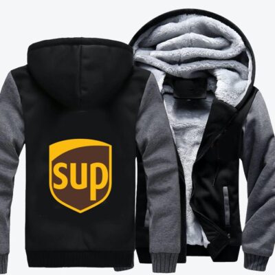 UPS SUP Logo Parody Fleece Zip Hoodie Jacket 2