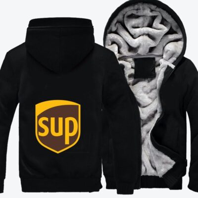 UPS SUP Logo Parody Fleece Zip Hoodie Jacket 3
