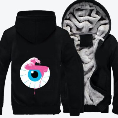 Waves On Eyeballs Bizarre Fleece Zip Hoodie Jacket 3