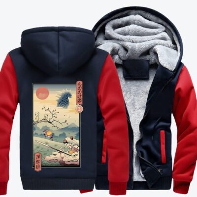 Wolf Princess Ukiyo e Ukiyo e Fleece Zip Hoodie Jacket 1