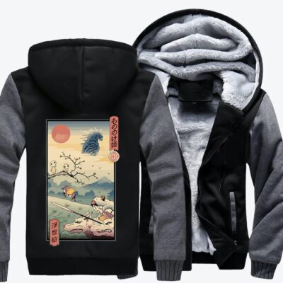 Wolf Princess Ukiyo e Ukiyo e Fleece Zip Hoodie Jacket 2