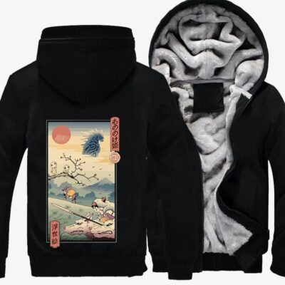 Wolf Princess Ukiyo e Ukiyo e Fleece Zip Hoodie Jacket 3