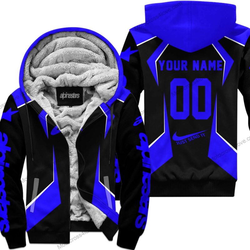 Custom Name Alpinestars Blue Fleece Zip Hoodie MFH500