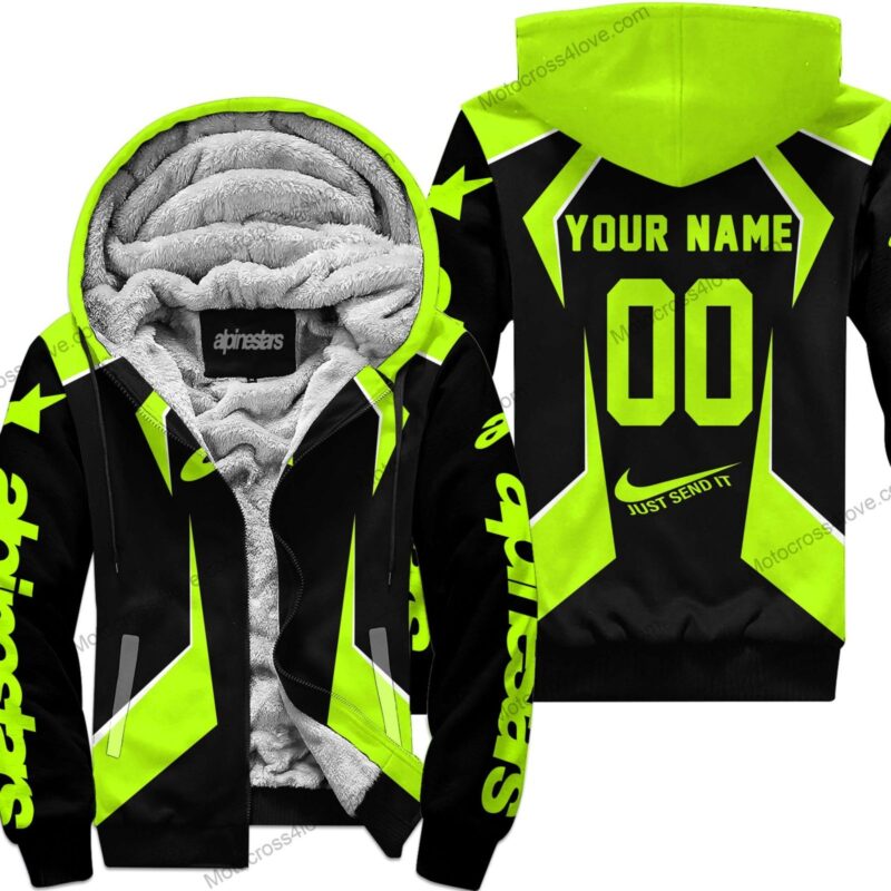 Custom Name Alpinestars Neon Fleece Zip Hoodie MFH499