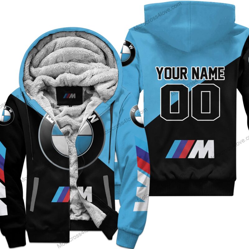 Custom Name Bmw Sky Blue Fleece Zip Hoodie MFH732