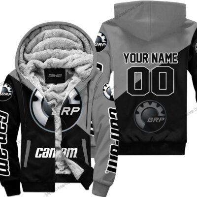 Custom Name Can-Am Grey Fleece Zip Hoodie MFH743