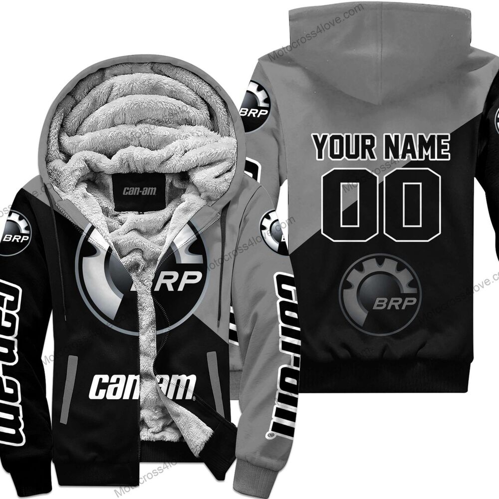 Custom-Name-Can-Am-Grey-Fleece-Zip-Hoodie-MFH743 Custom Name Can-Am Grey Fleece Zip Hoodie MFH743