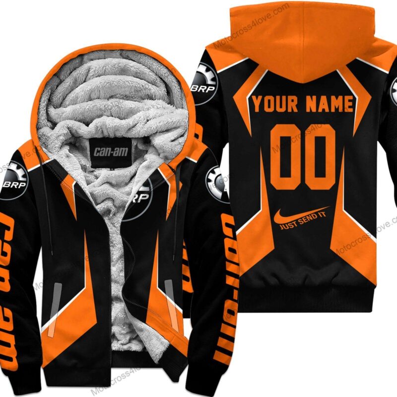 Custom Name Can-Am Orange Fleece Zip Hoodie MFH513