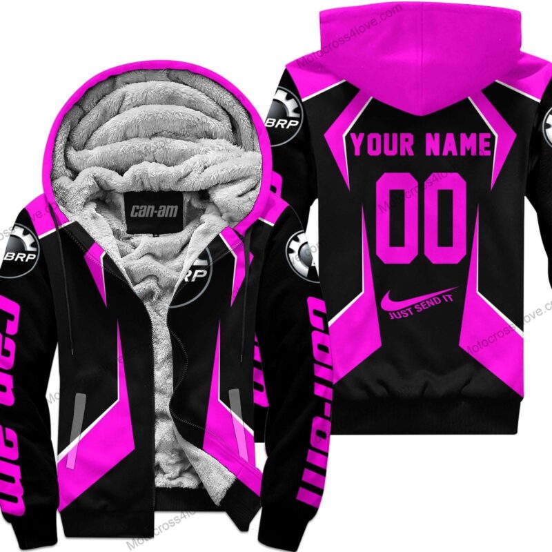 Custom Name Can-Am Pink Fleece Zip Hoodie MFH514