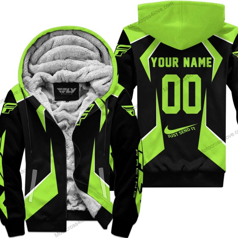 Custom Name Fly Racing Green 1 Fleece Zip Hoodie MFH521