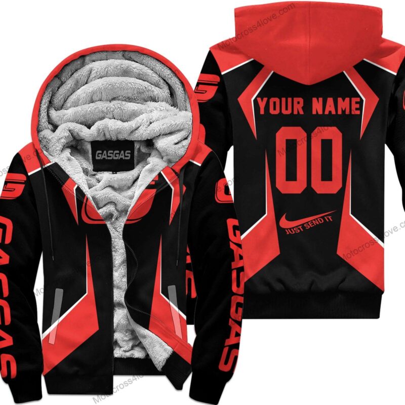Custom Name Gas Gas Red Fleece Zip Hoodie MFH555
