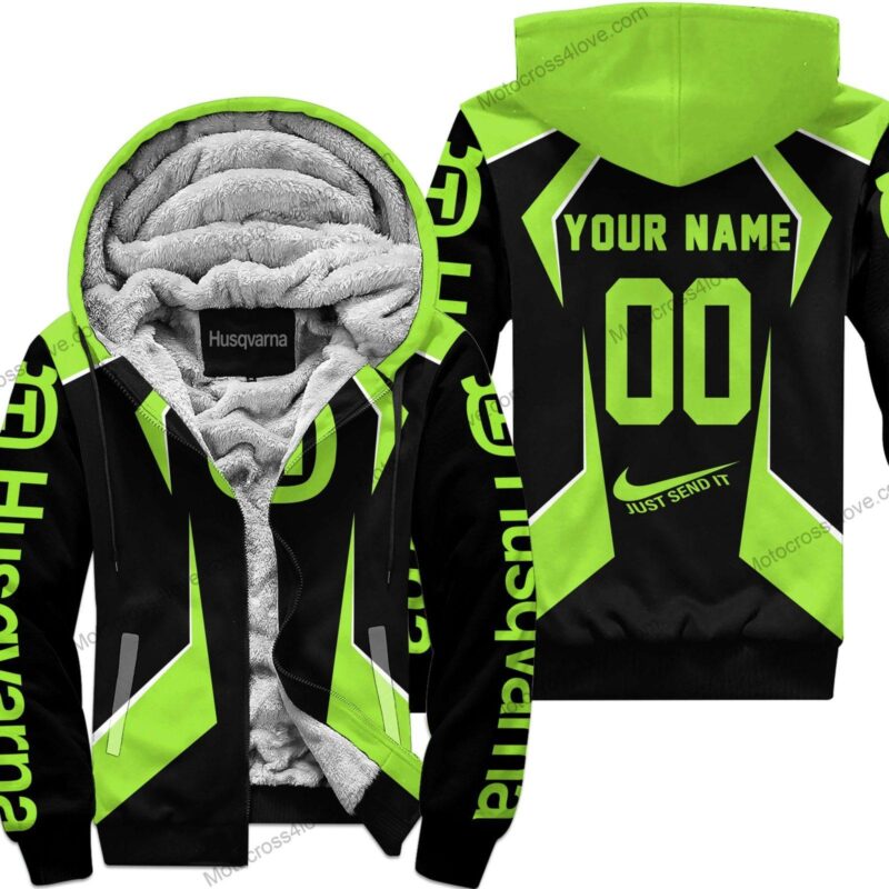 Custom Name Husqvarna Green 1 Fleece Zip Hoodie MFH543