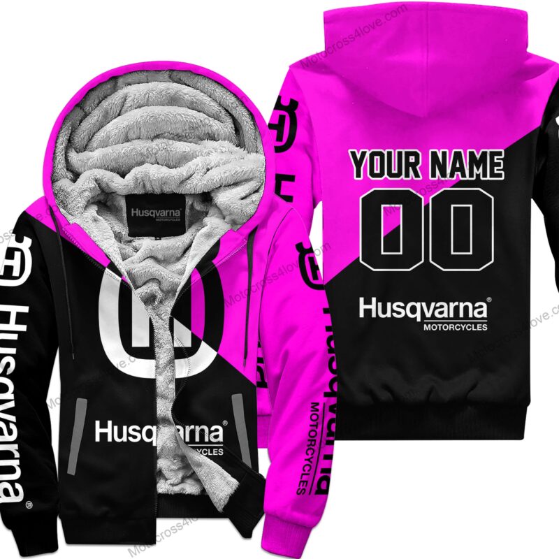 Custom Name Husqvarna Pink Fleece Zip Hoodie MFH189