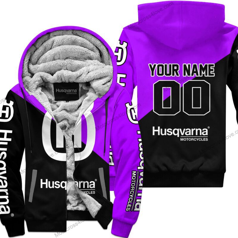 Custom Name Husqvarna Purple Fleece Zip Hoodie MFH190