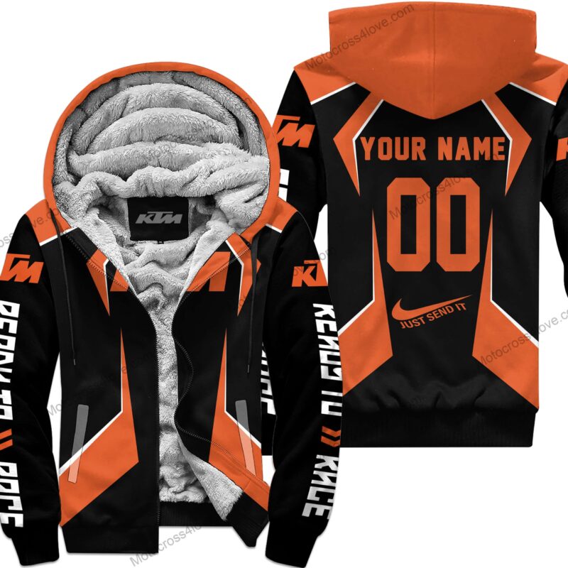 Custom Name Ktm Racing Orange Fleece Zip Hoodie MFH560