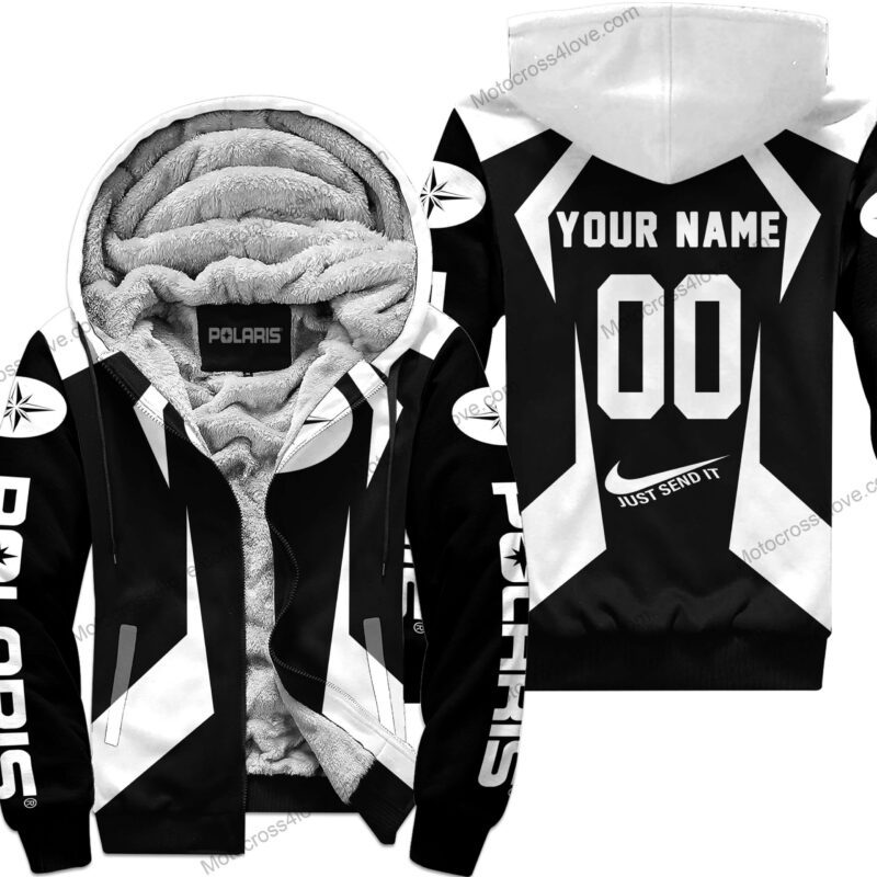 Custom Name Polaris White Fleece Zip Hoodie MFH561